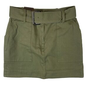 Banana Republic Utility Belted Skirt Olive‎ Green Cotton Size 10 NWT